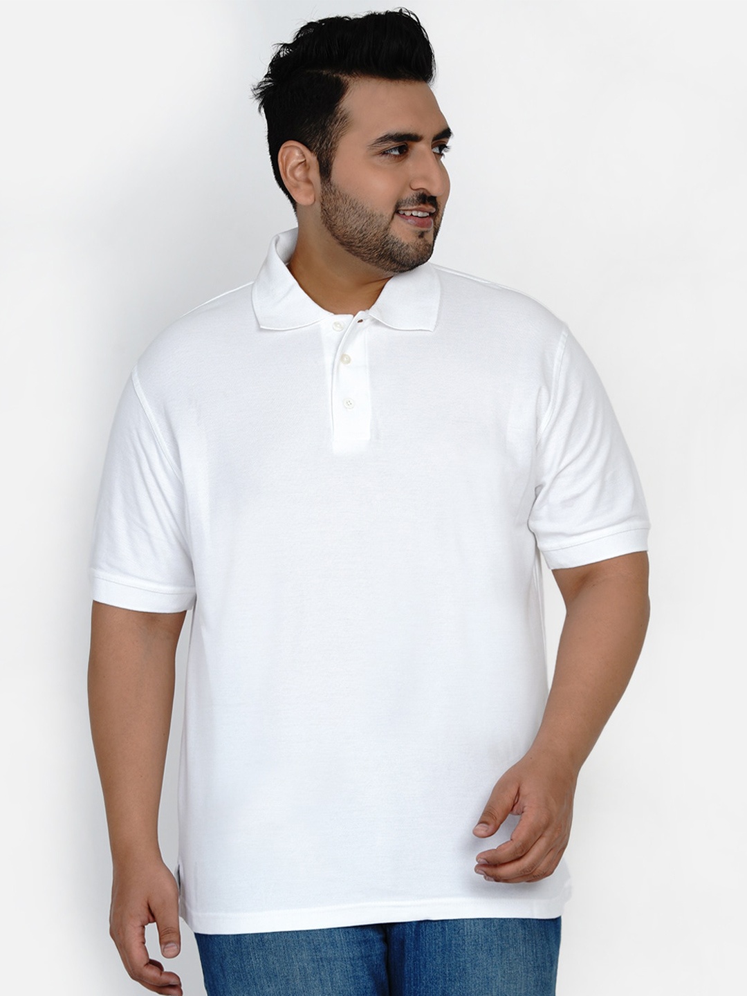 

Santonio Men White Polo Collar T-shirt