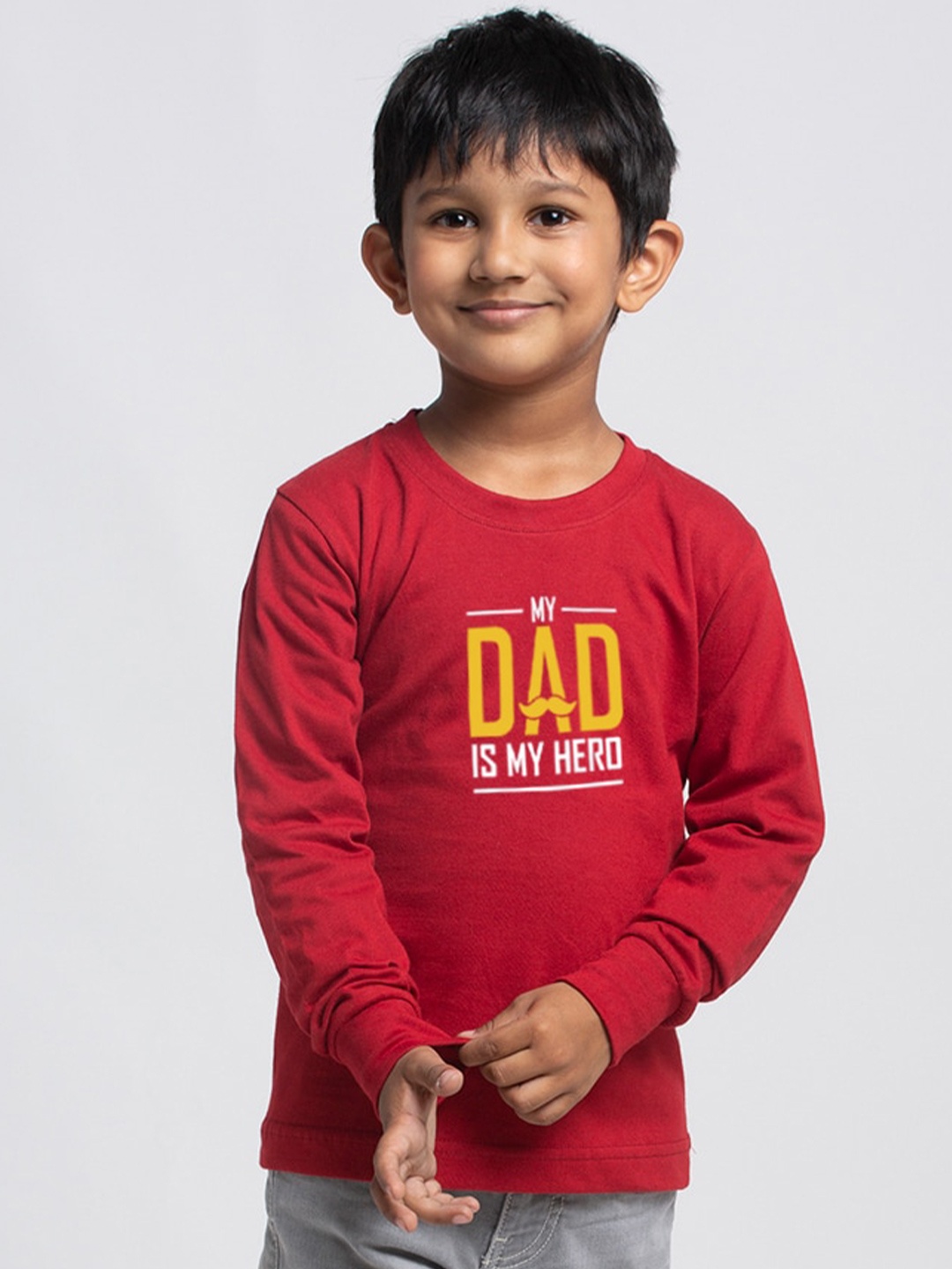 

Friskers Boys Maroon Typography Printed Applique Slim Fit T-shirt