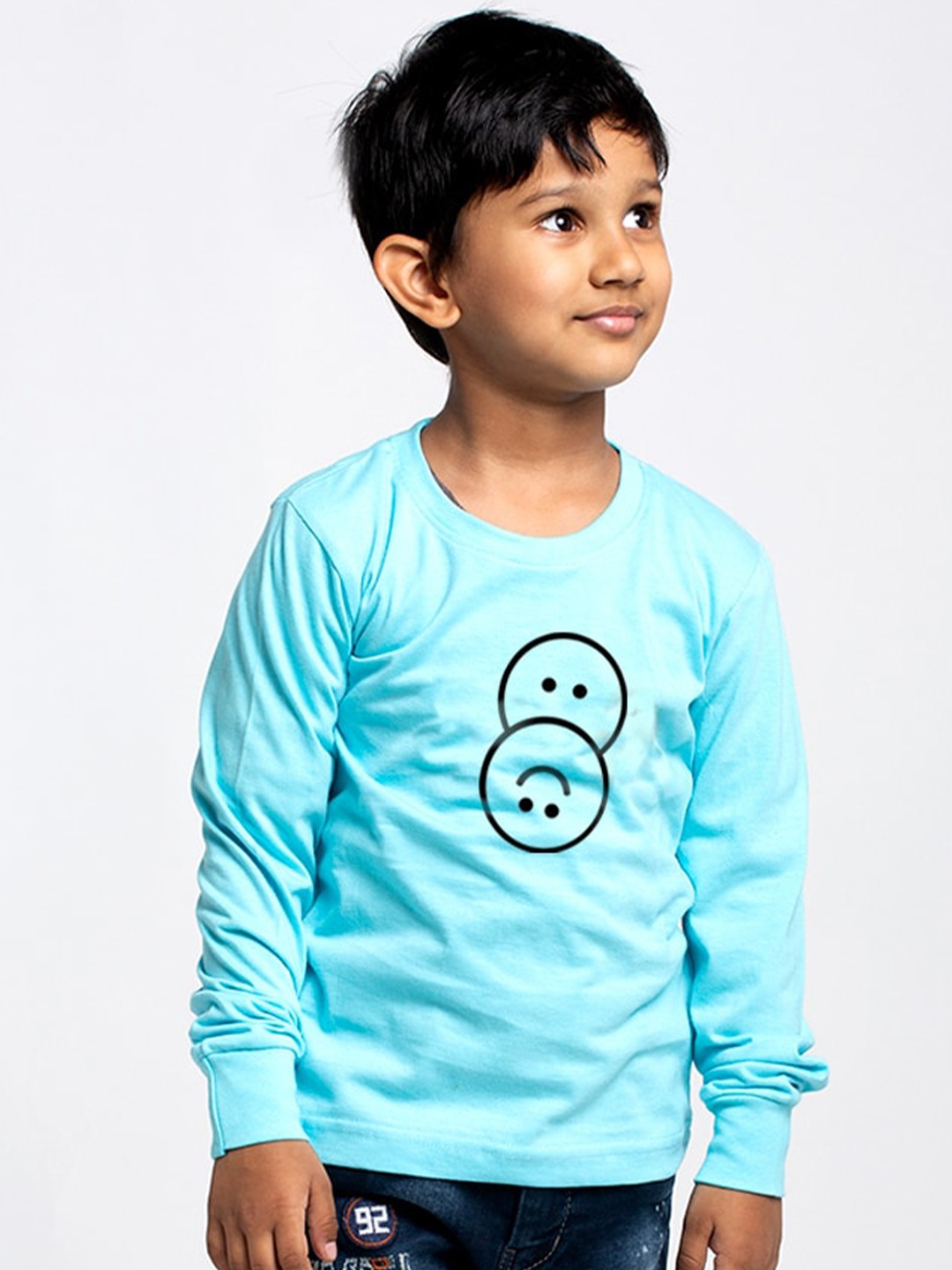 

Friskers Boys Turquoise Blue Typography Printed Applique Slim Fit T-shirt