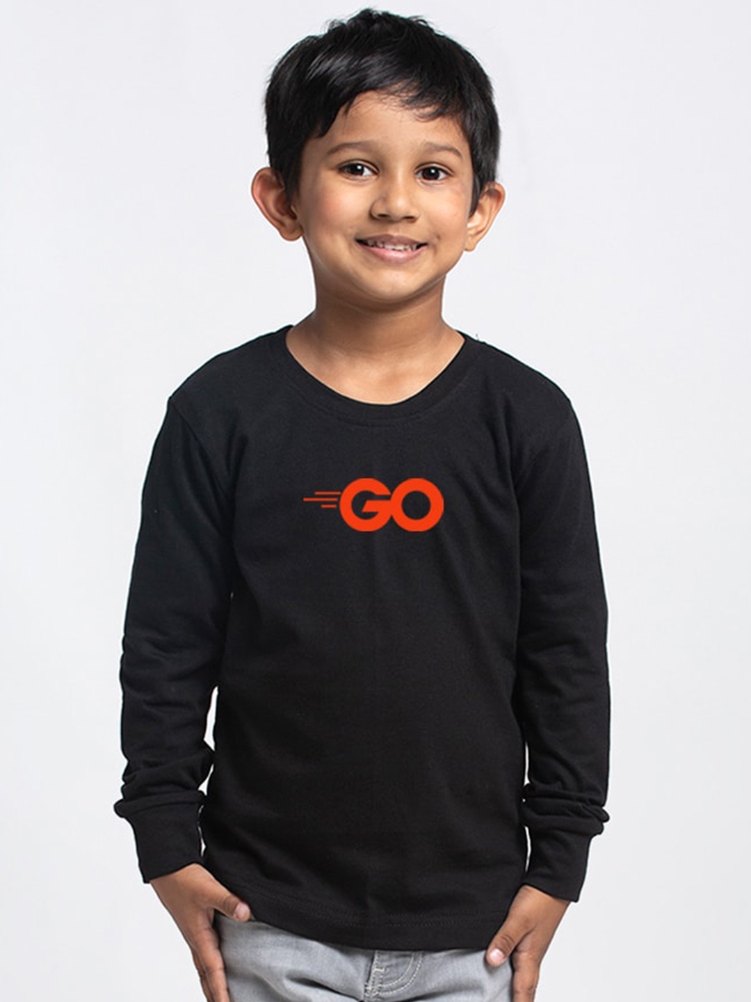 

Friskers Boys Black Checked Applique Slim Fit T-shirt