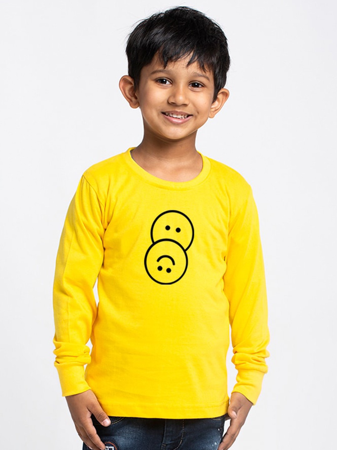 

Friskers Boys Yellow Typography Printed Raw Edge Slim Fit T-shirt