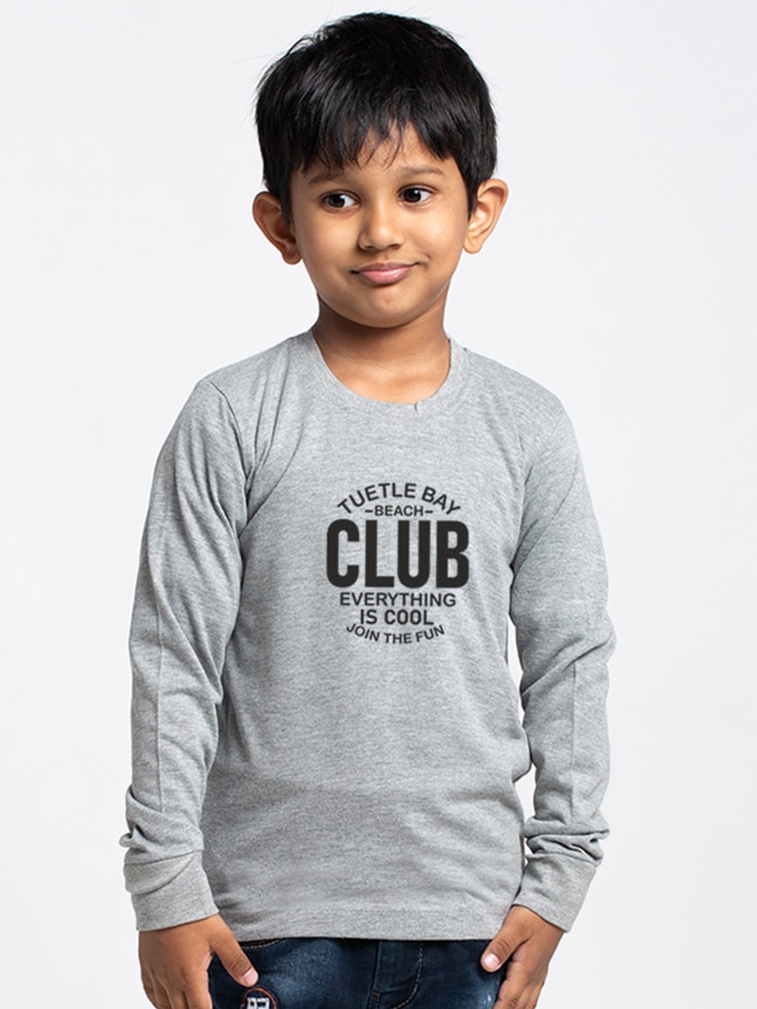 

Friskers Boys Grey Typography Printed Applique Slim Fit T-shirt