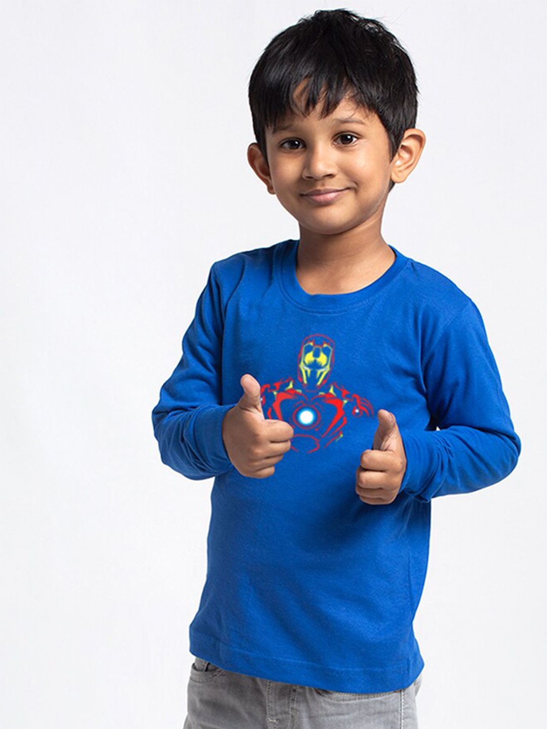 

Friskers Boys Blue Printed Applique Slim Fit T-shirt