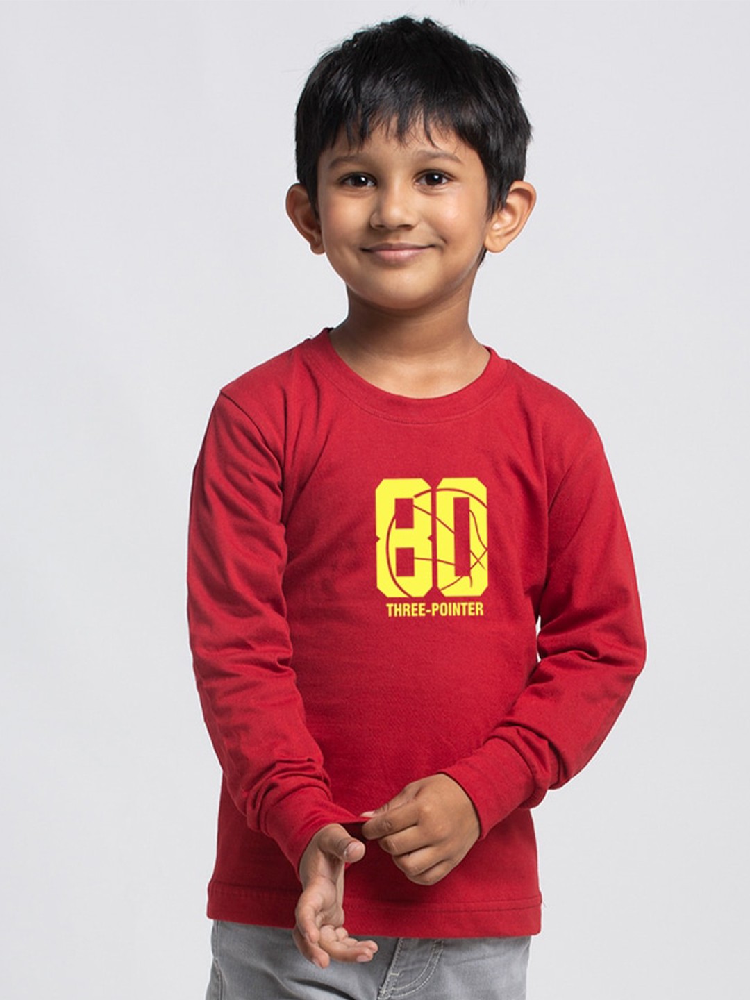 

Friskers Boys Maroon Typography Printed Applique Slim Fit T-shirt