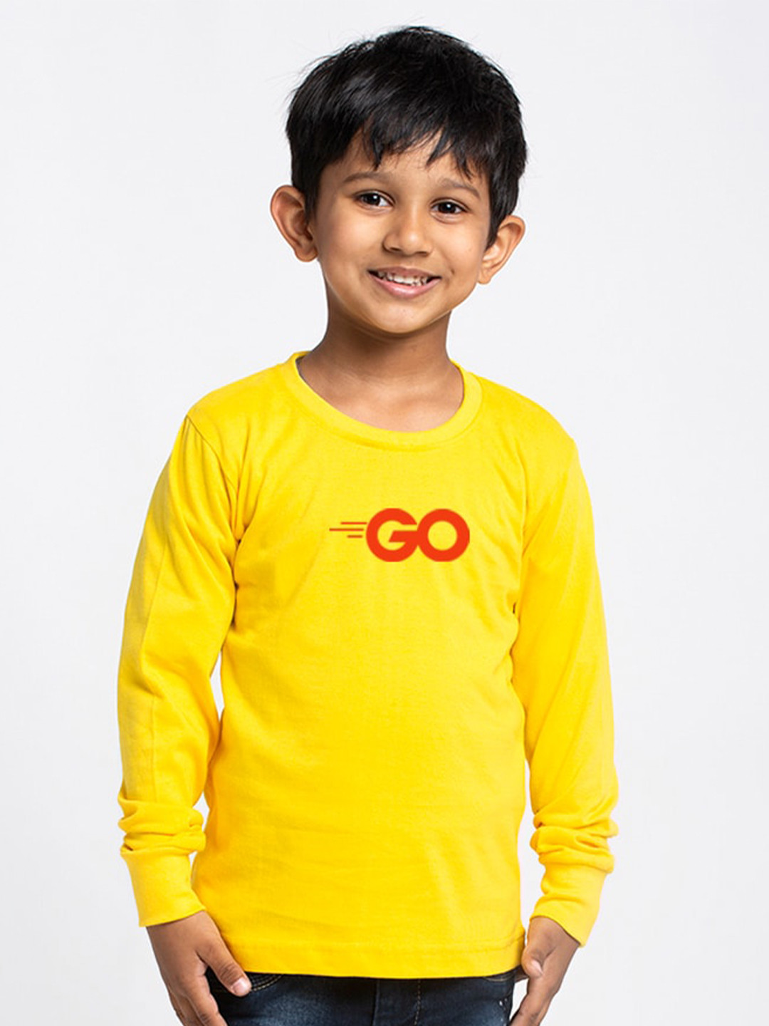 

Friskers Boys Yellow Typography Printed Applique Slim Fit T-shirt