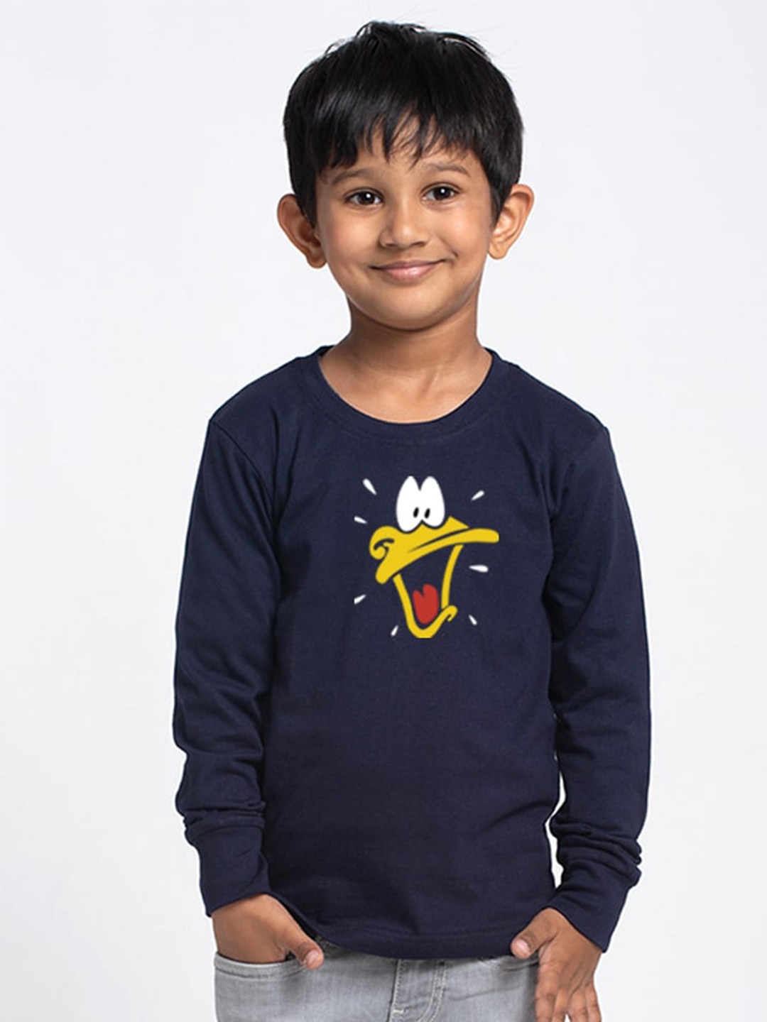

Friskers Boys Navy Blue Printed Applique Slim Fit T-shirt