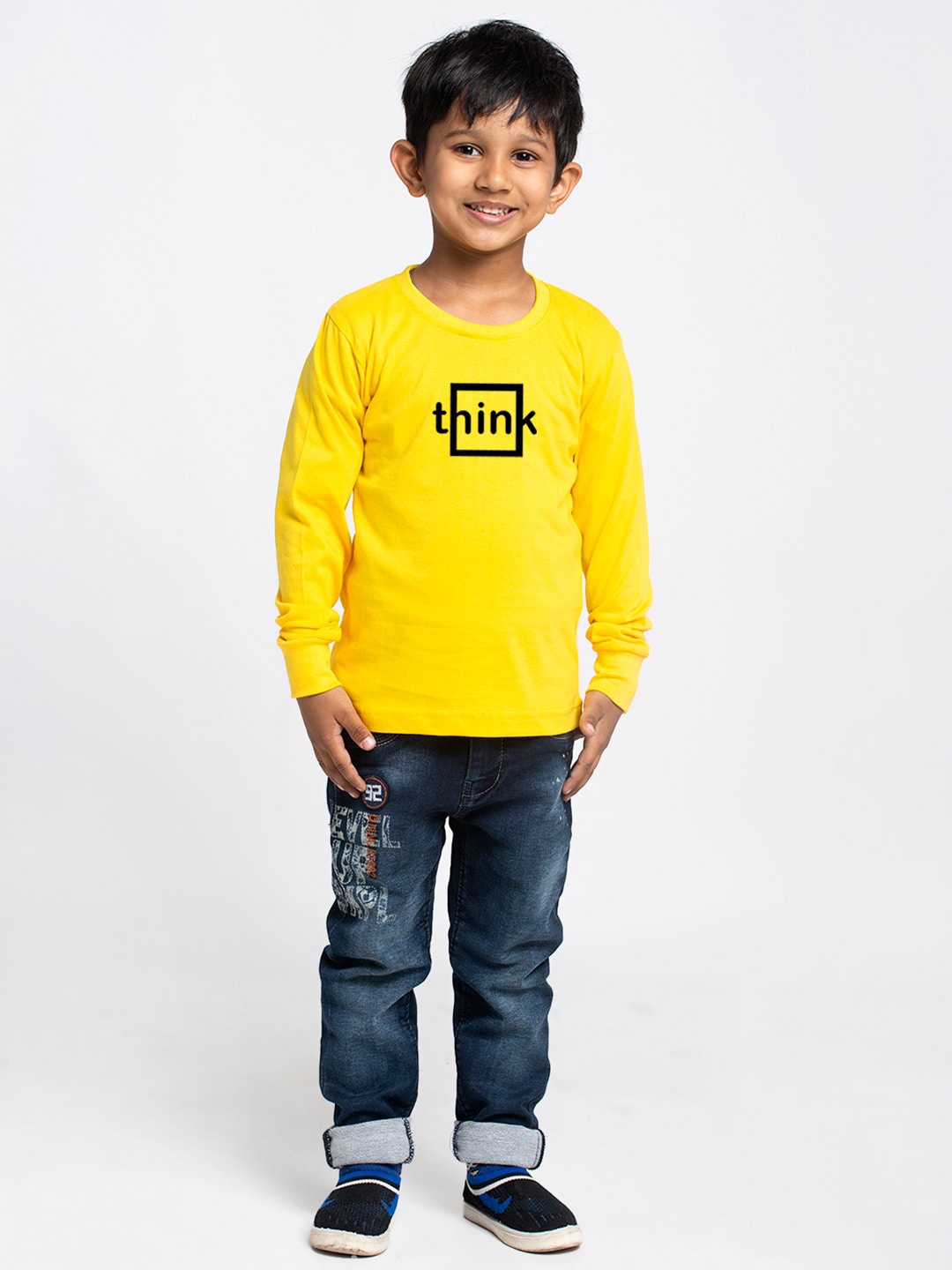 

Friskers Boys Yellow Typography Printed Slim Fit T-shirt