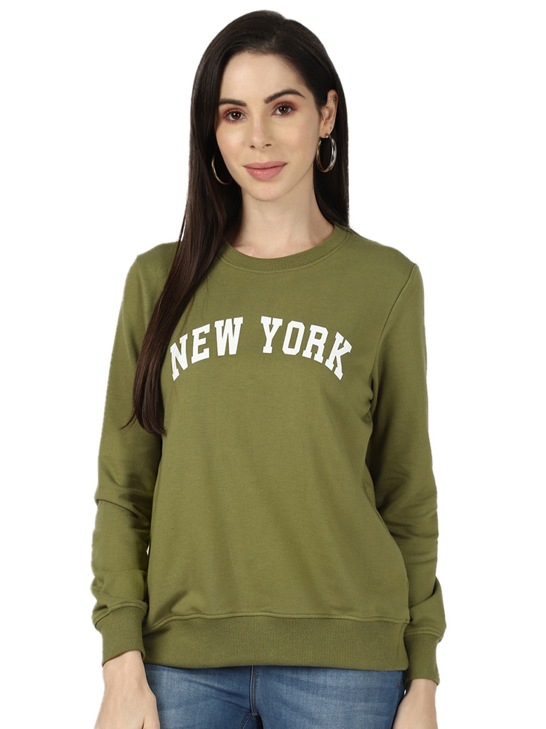 

UrbanMark Women Olive Green Sweatshirt