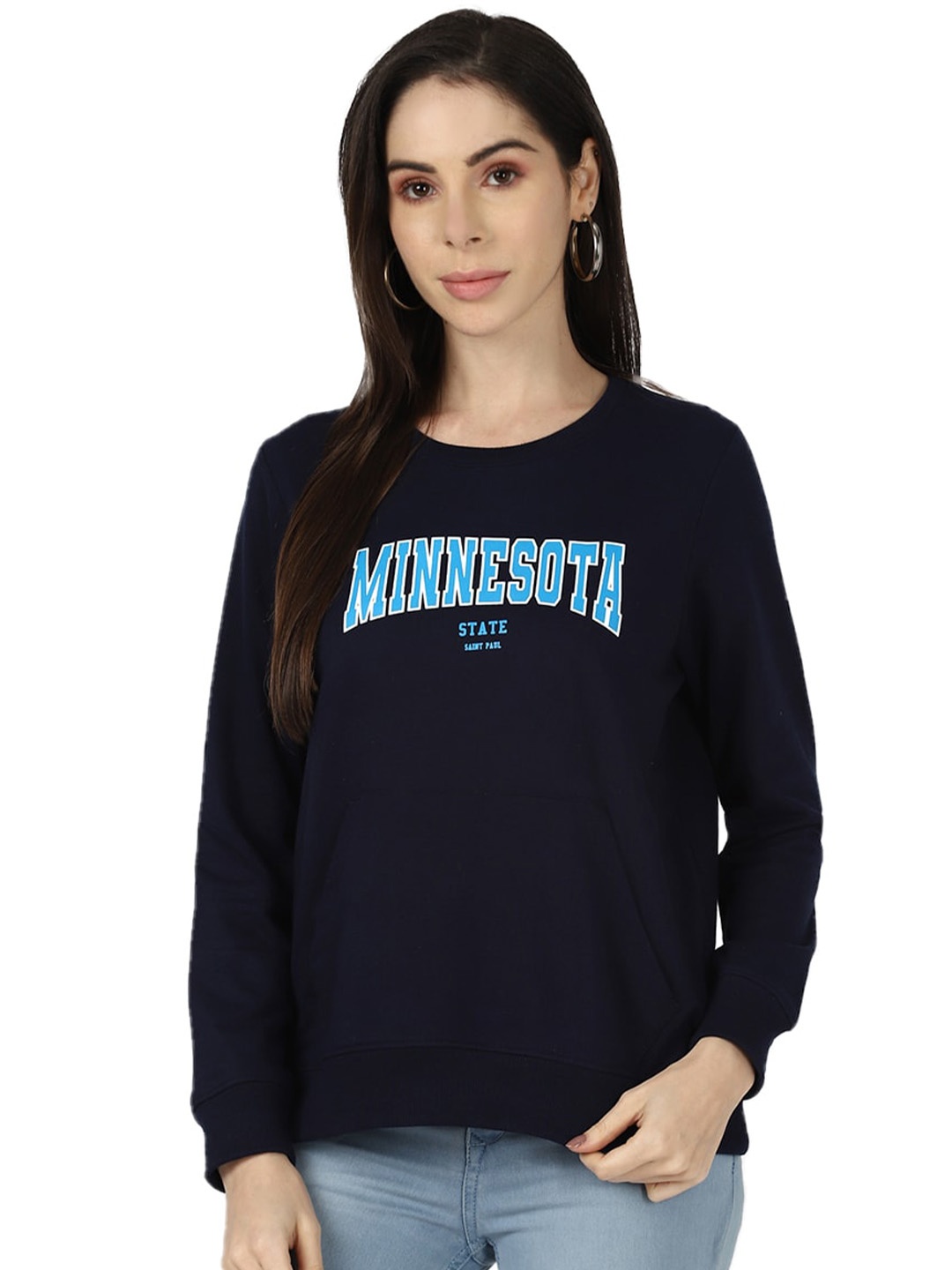

UrbanMark Women Navy Blue Printed Sweatshirt