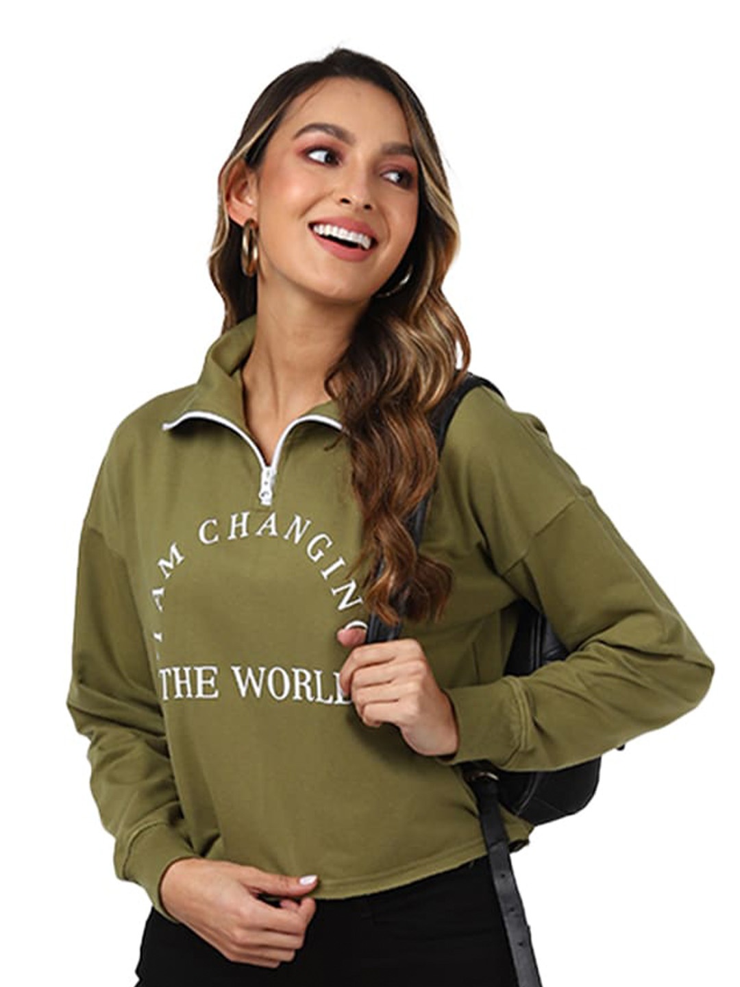 

UrbanMark Women Olive Green Sweatshirt