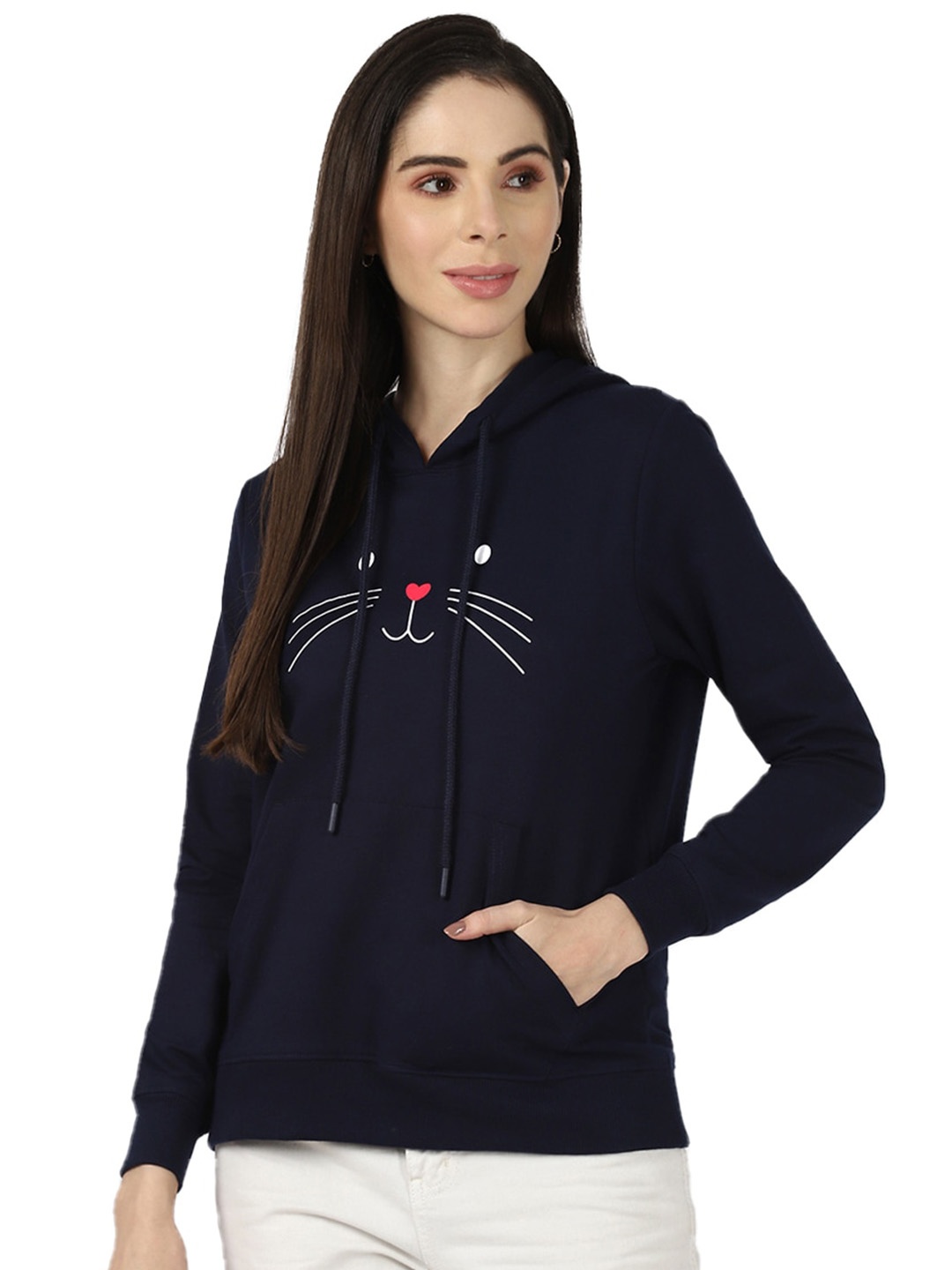 

UrbanMark Women Navy Blue Hooded Sweatshirt