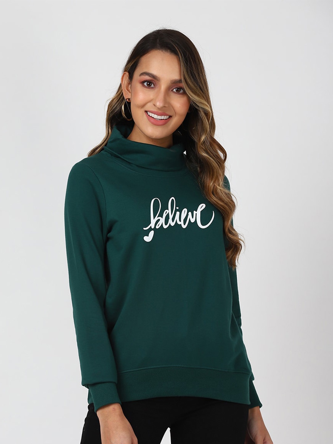 

UrbanMark Women Green Printed Sweatshirt