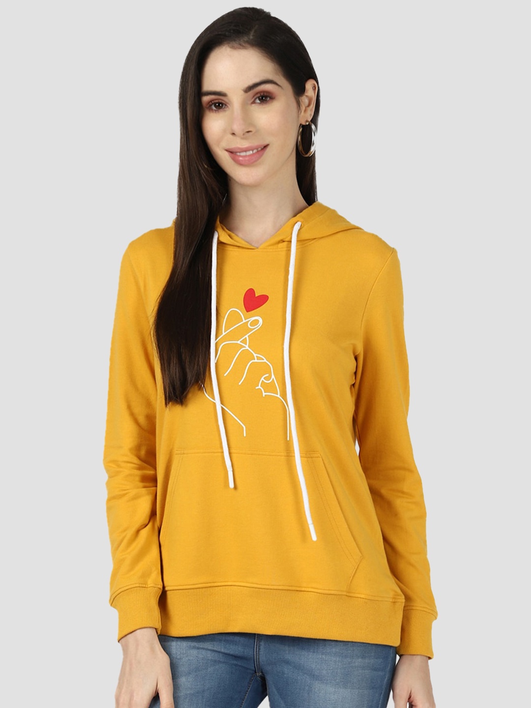 

UrbanMark Women Mustard Hooded Sweatshirt