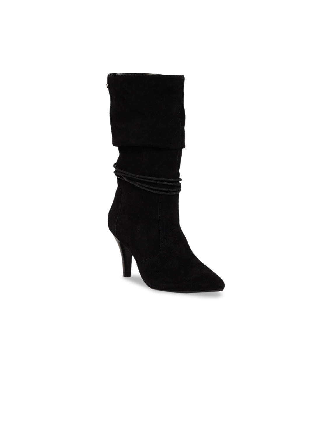 

Peach Flores Women Saphire Leather Slouchy Stiletto Calf Boots, Black