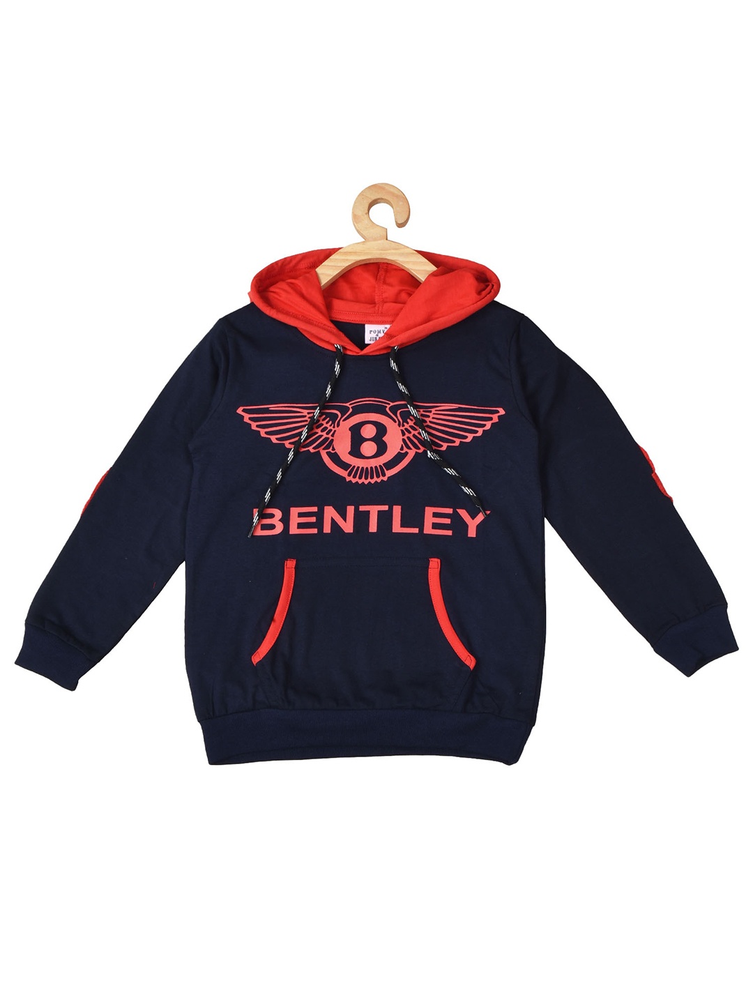 

POMY & JINNY Boys Typography Printed Hooded Cotton Sweatshirt, Navy blue