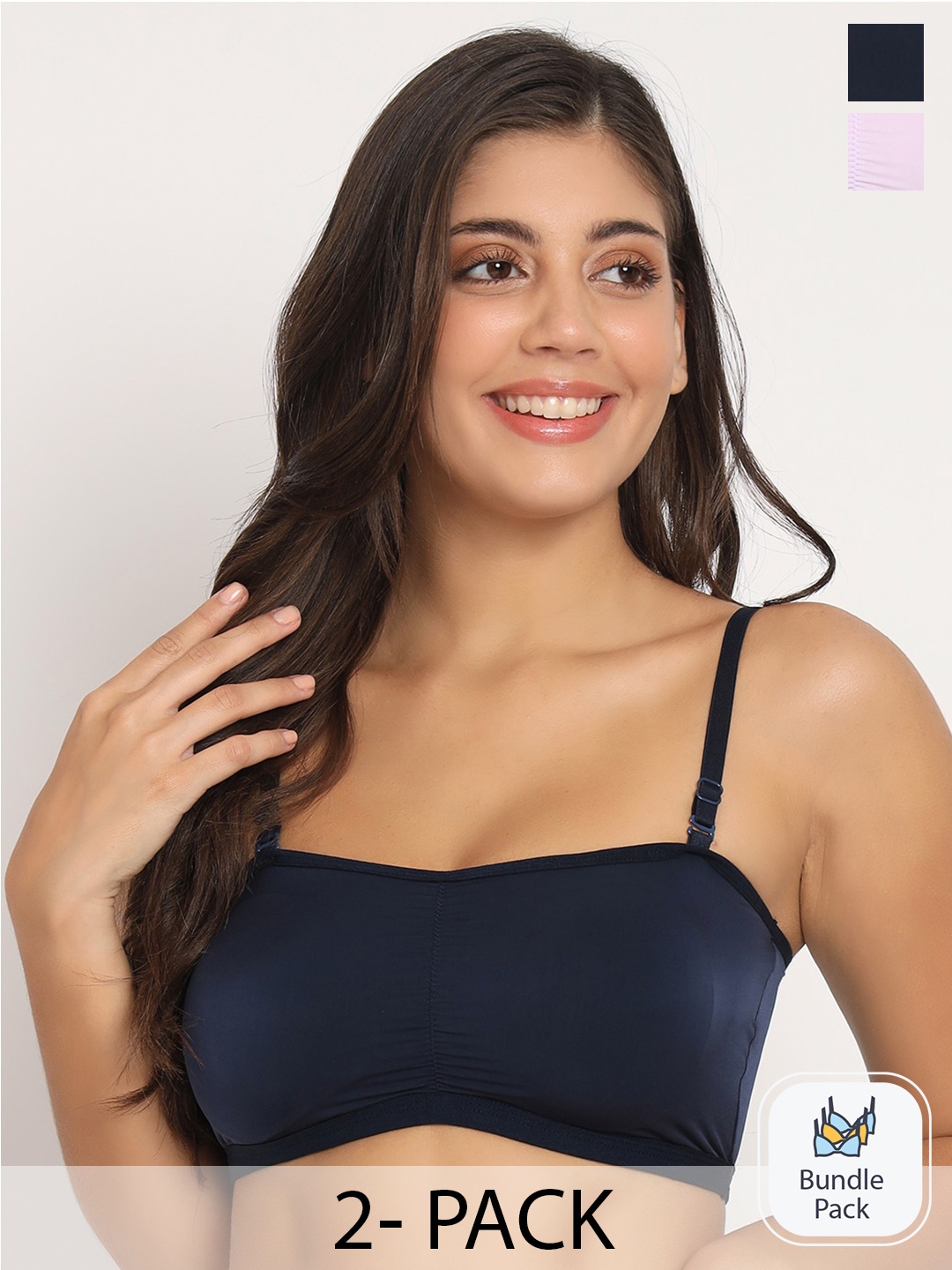 

Docare Pack Of 2 Full Coverage Lightly T-shirt Bras With All Day Comfort, Navy blue
