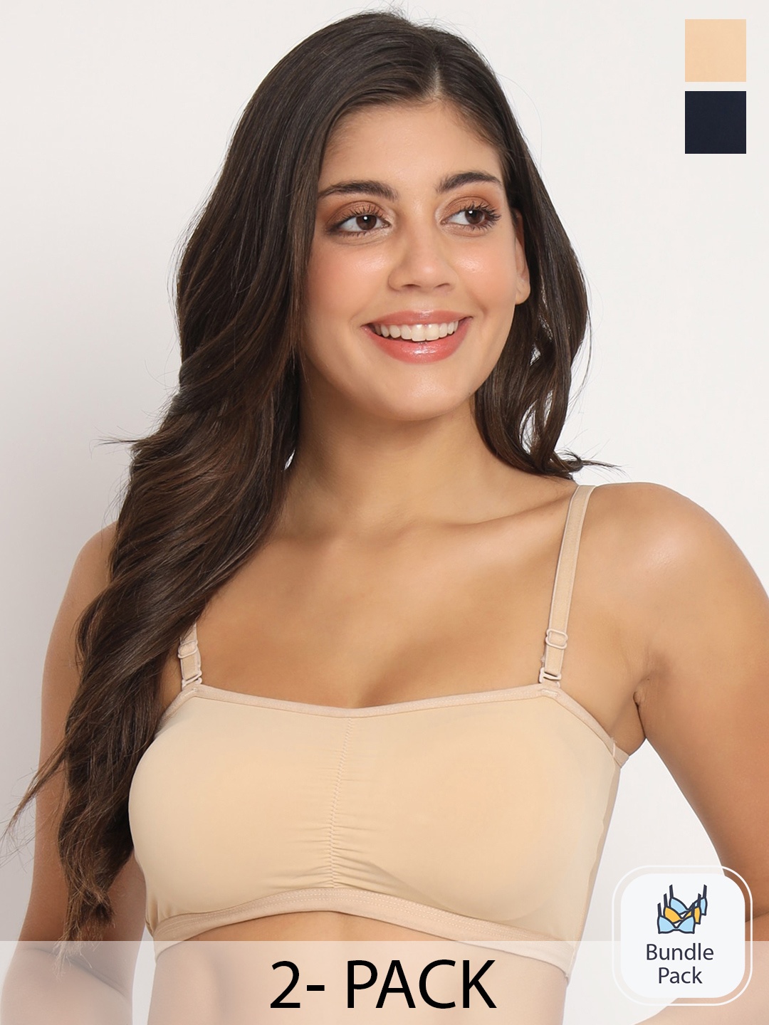 

Docare Pack Of 2 Full Coverage Lightly Padded Tube Bra All Day Comfort T Shirt Bras, Beige