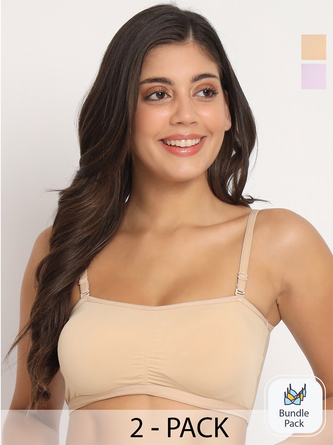 

Docare Pack Of 2 Full Coverage Lightly Padded Tube Bra All Day Comfort T Shirt Bras, Beige