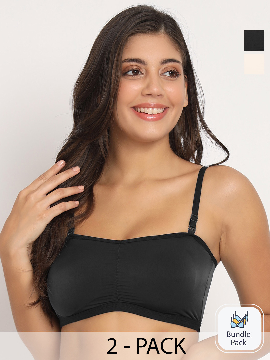 

Docare Pack Of 2 Full Coverage Lightly Padded Tube Bra All Day Comfort T Shirt Bras, Black