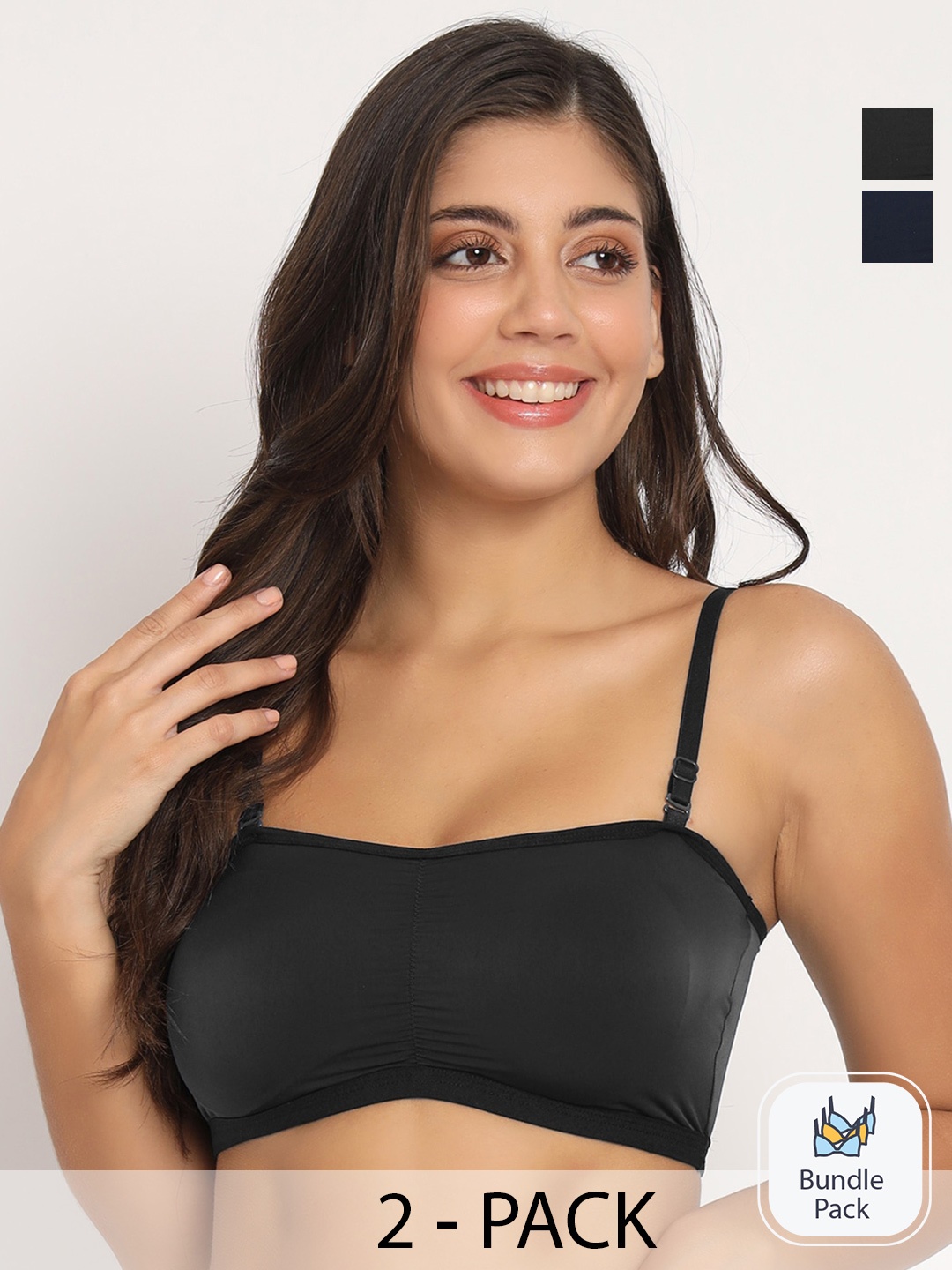 

Docare Pack Of 2 Full Coverage Lightly T-shirt Bras With All Day Comfort, Navy blue