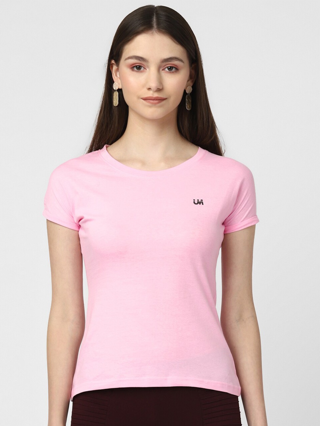 

UrbanMark Round Neck Slim Fit Pure Cotton T-Shirt, Pink