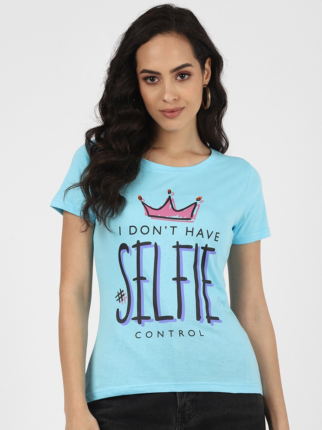 

UrbanMark Typography Printed Round Neck Cotton T-shirt, Blue