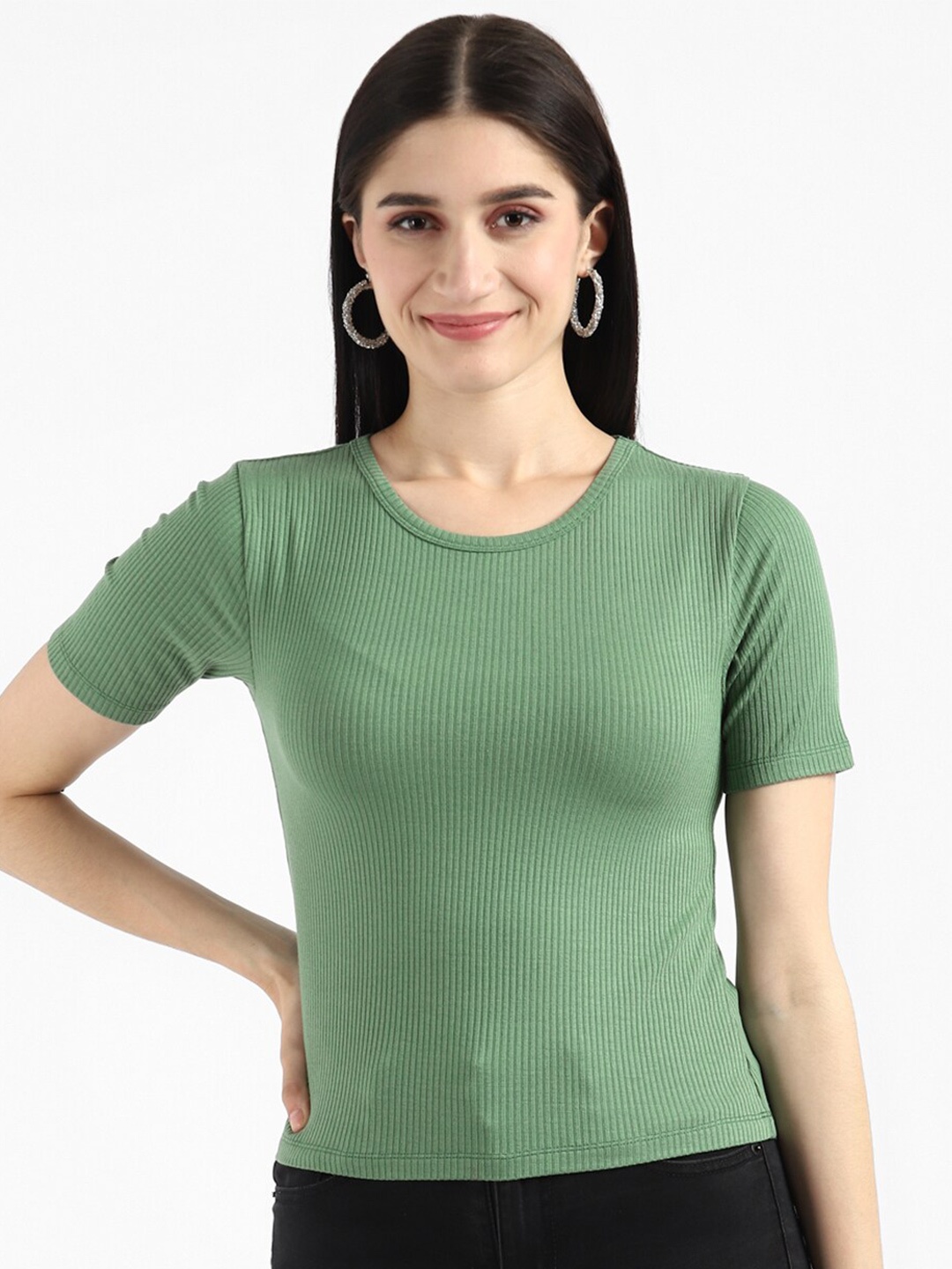 

UrbanMark Ribbed Slim Fit T-shirt, Green