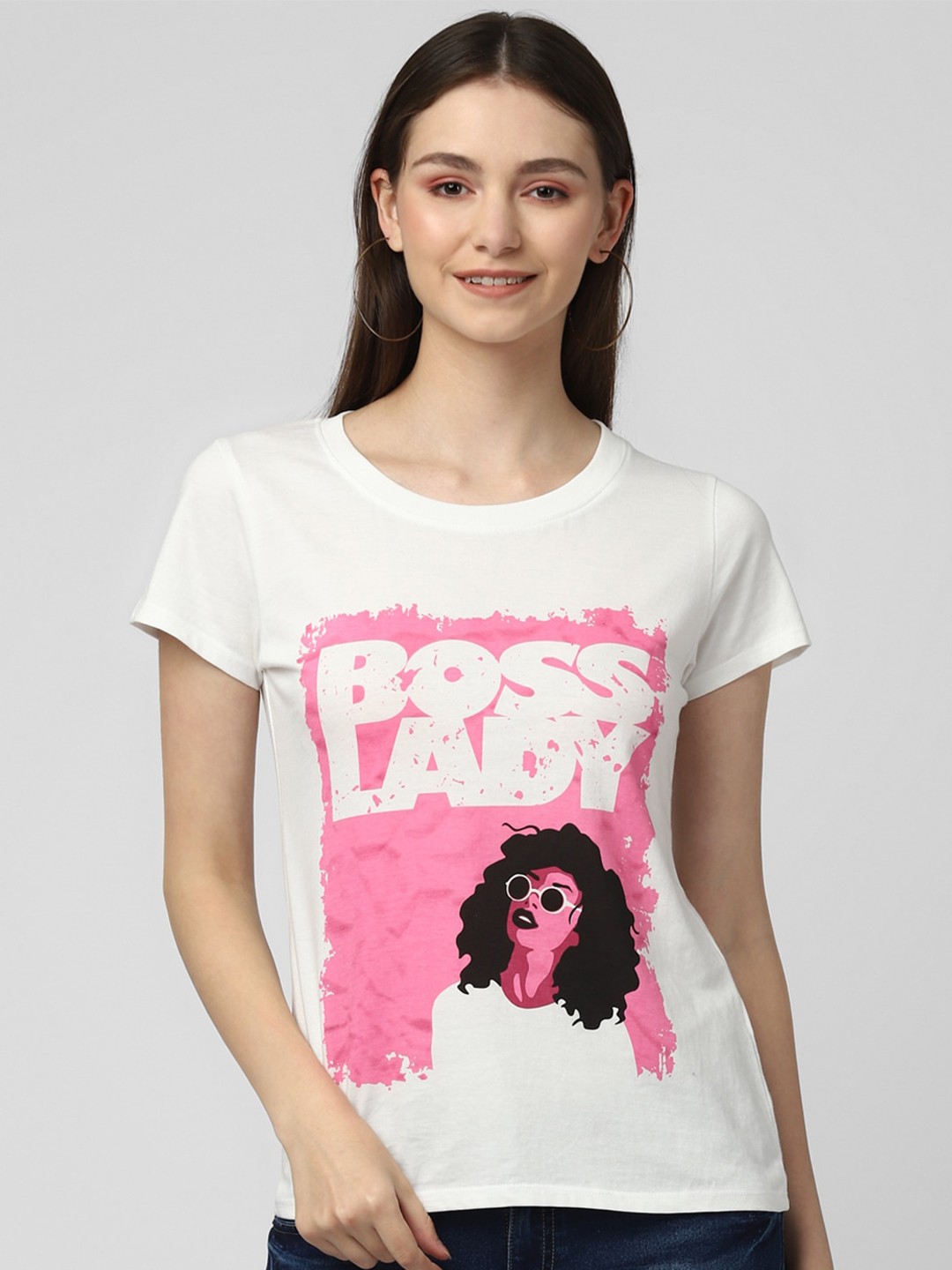 

UrbanMark Typography Printed Pure Cotton T-shirt, White
