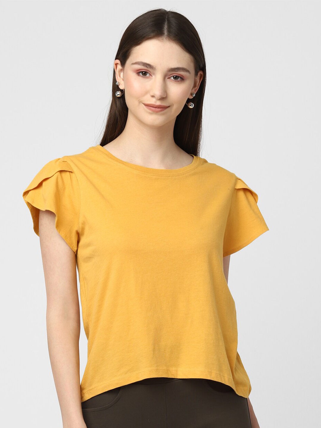

UrbanMark Flared Sleeves Knitted Casual Top, Yellow