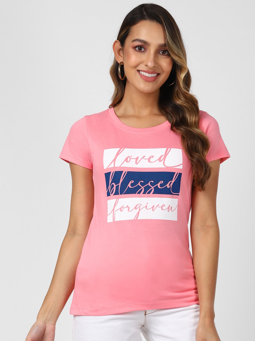 

UrbanMark Typography Printed Cotton T-shirt, Peach