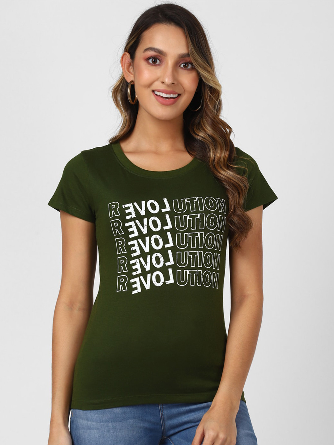

UrbanMark Typography Printed Pure Cotton T-Shirt, Olive