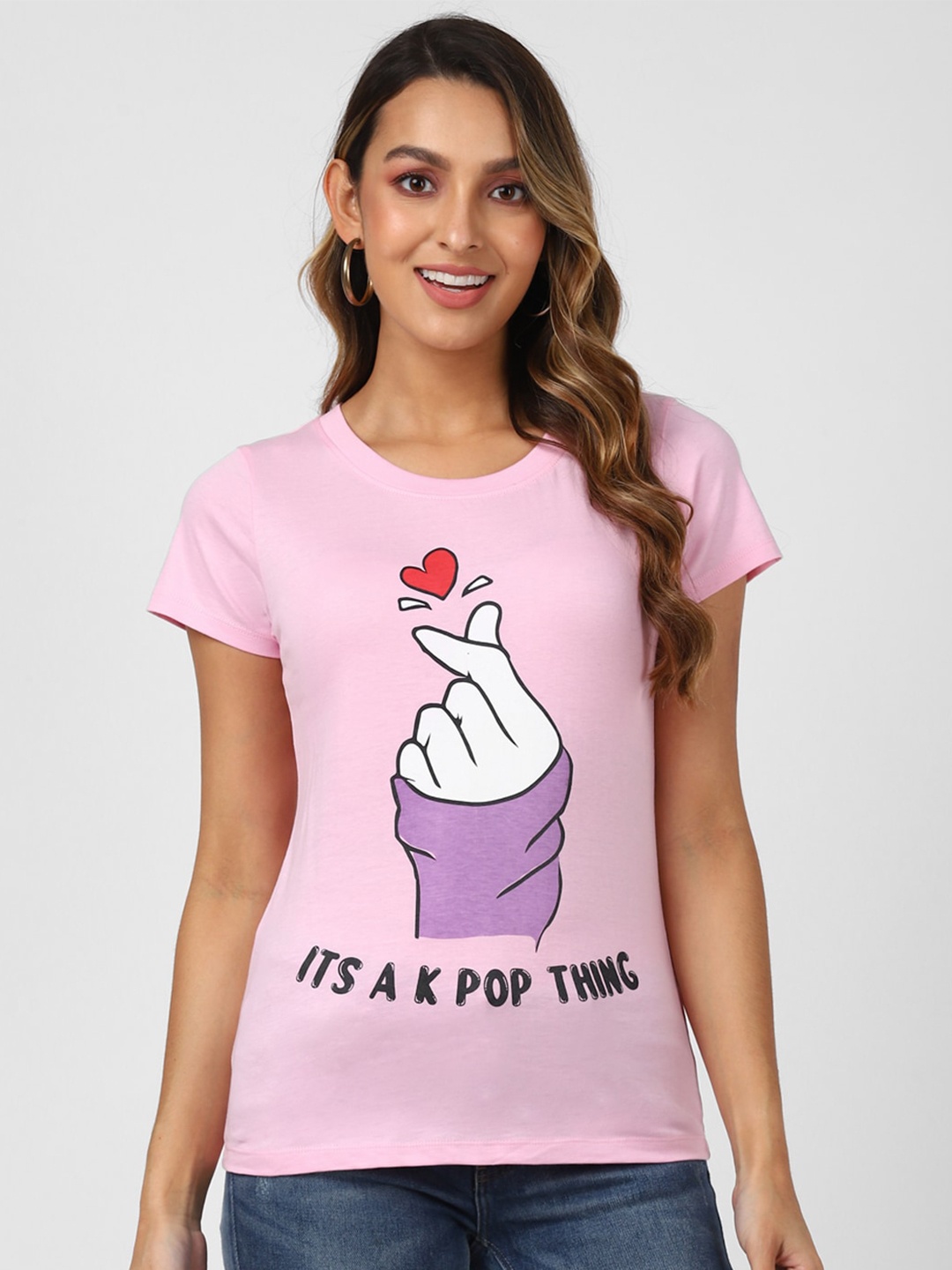 

UrbanMark Graphic Printed Pure Cotton T-shirt, Pink