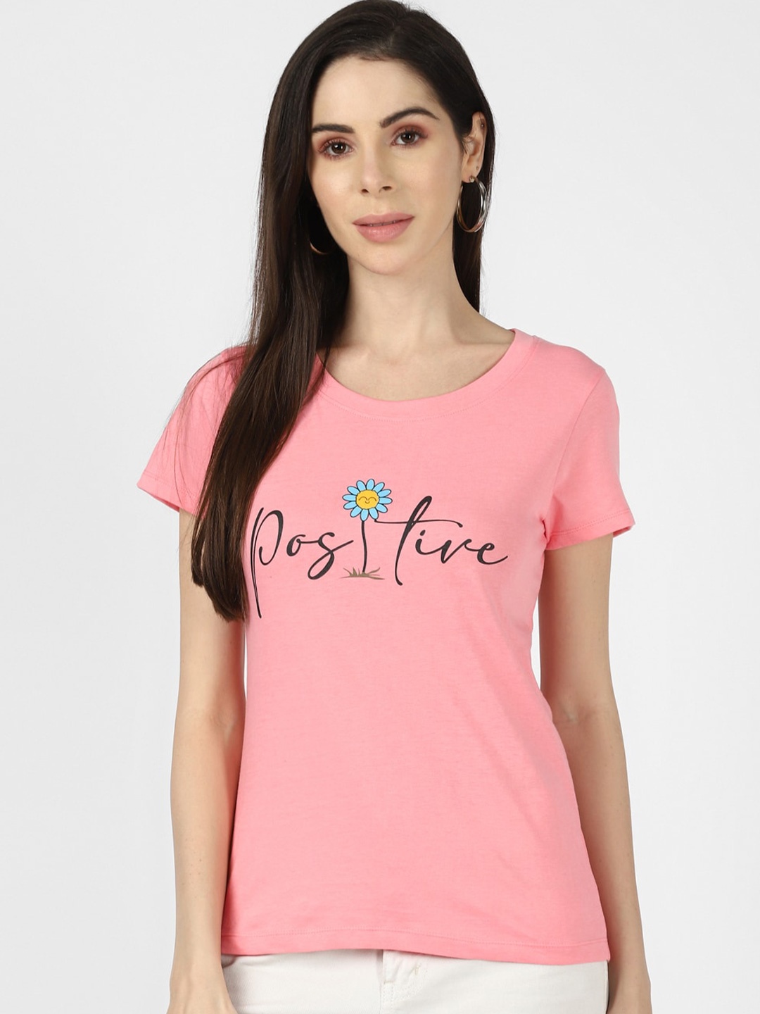 

UrbanMark Typography Printed Pure Cotton T-shirt, Peach