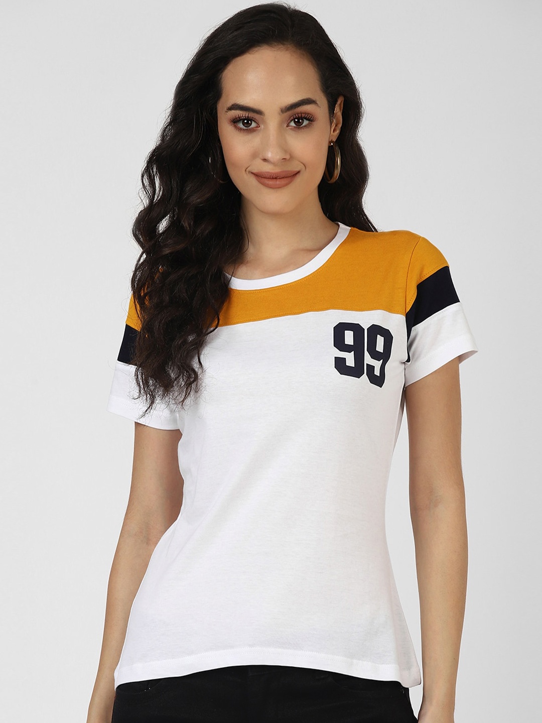 

UrbanMark Colourblocked Pure Cotton T-shirt, White