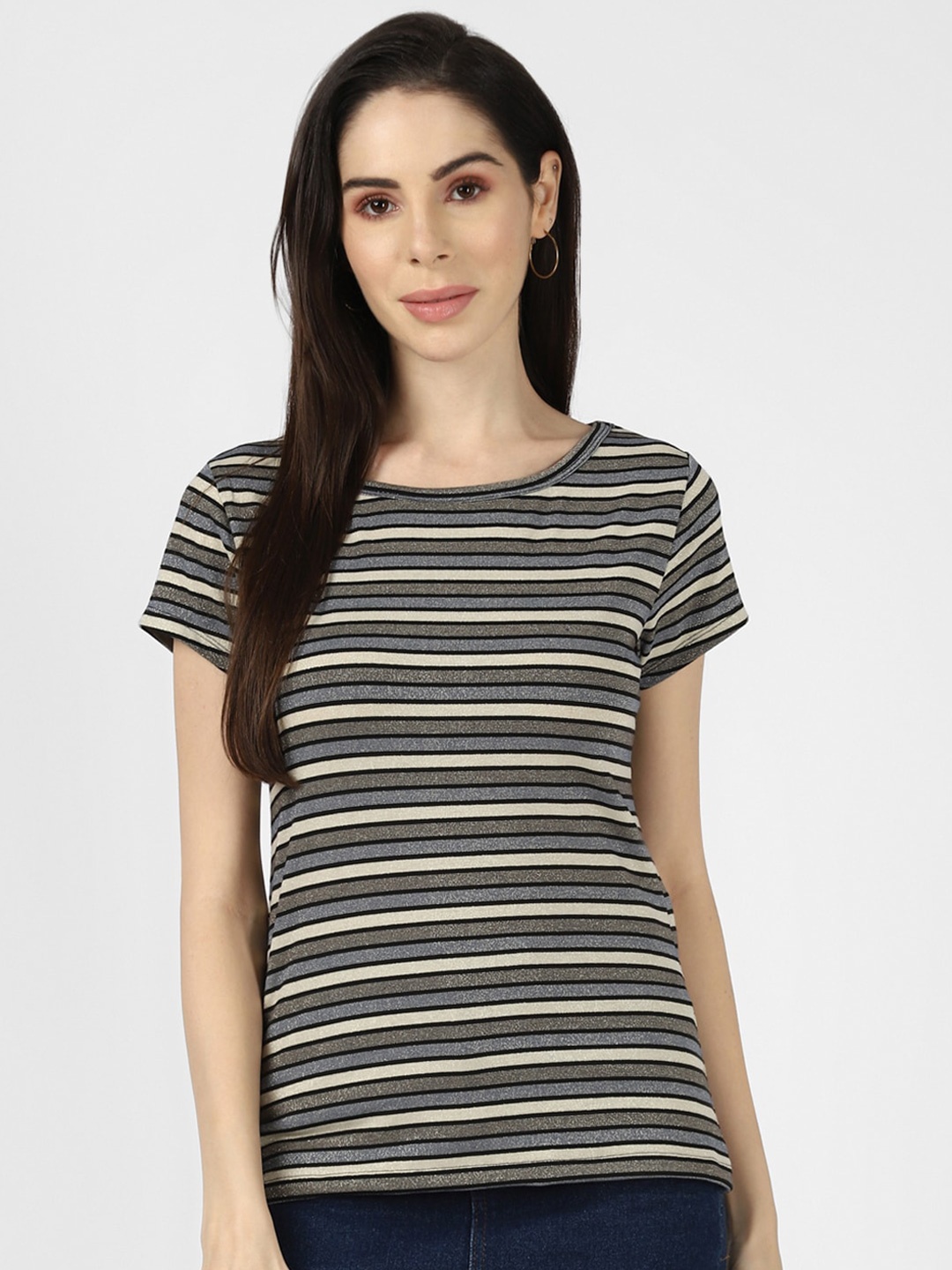 

UrbanMark Striped Slim Fit T-shirt, Grey