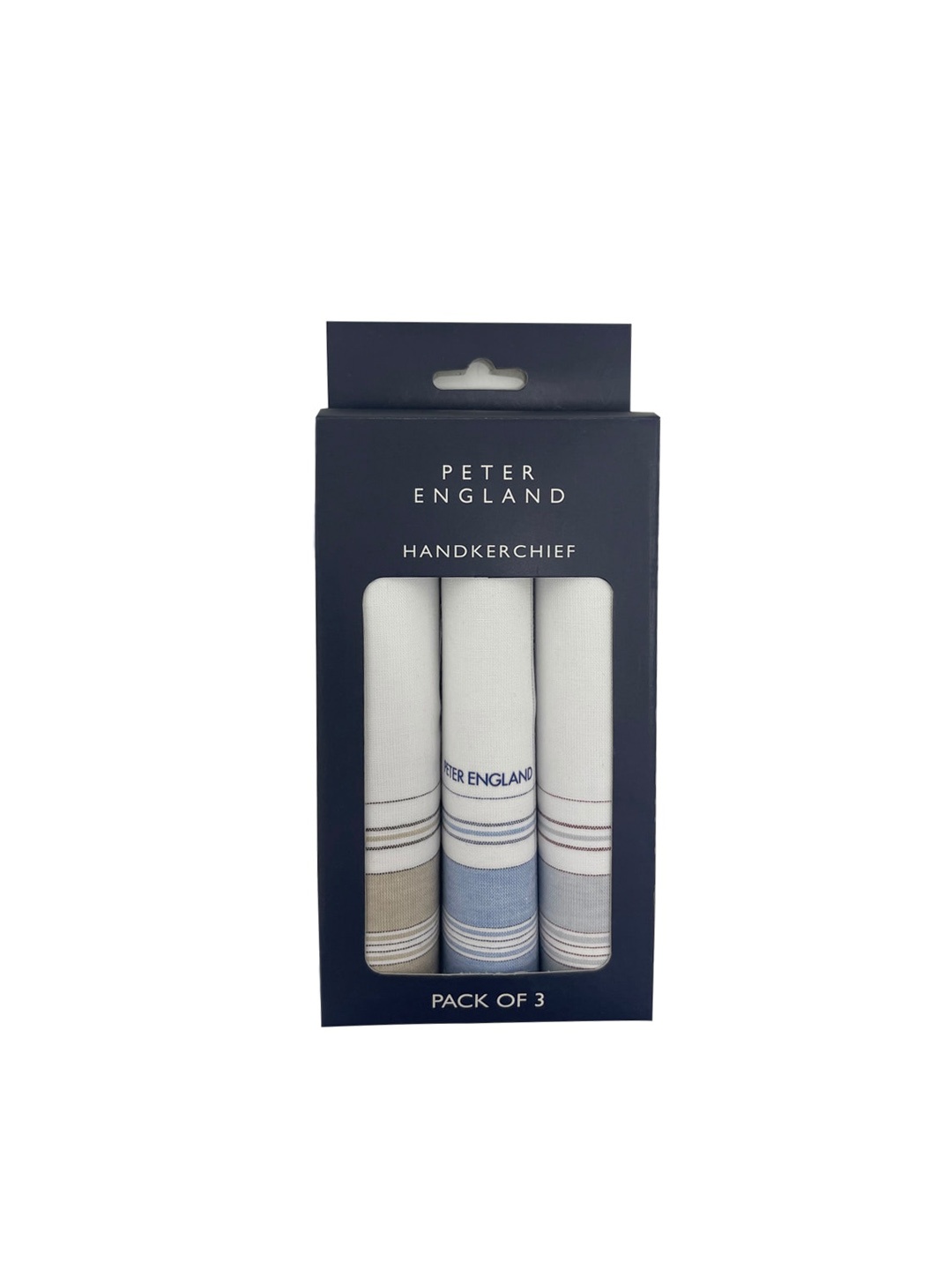 

Peter England Men Pack Of 3 Striped-Broder Cotton Handkerchiefs, White