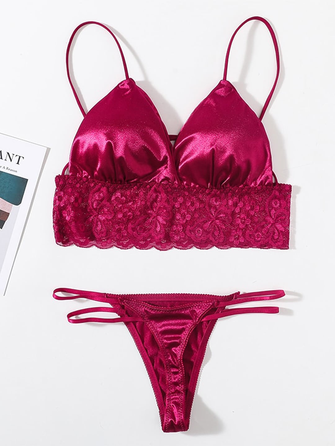 

VAGHBHATT Self-Design Lightly-Padded Lingerie Set, Pink