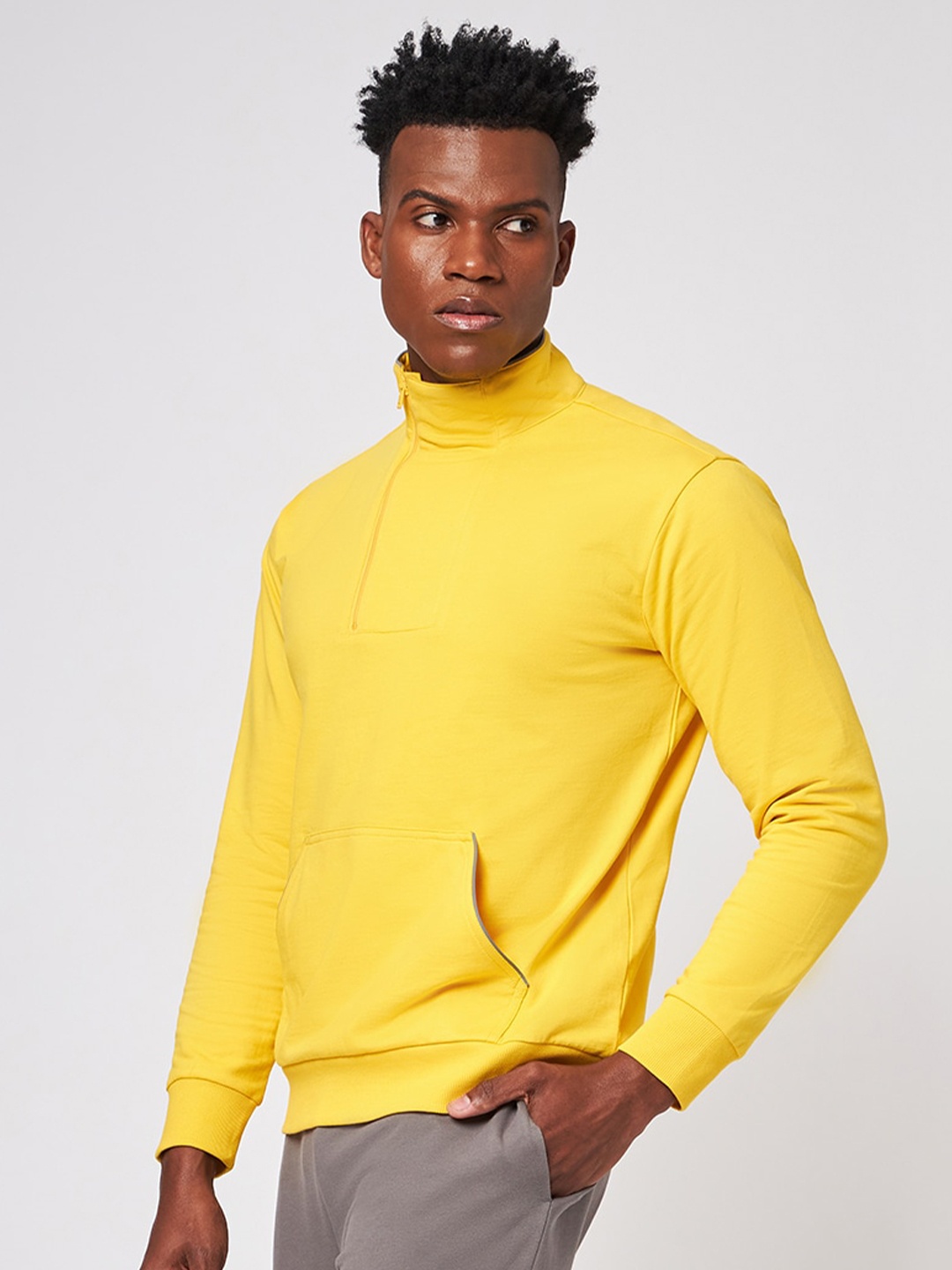 

CAVA Mock Collar Cotton Sweatshirt, Yellow