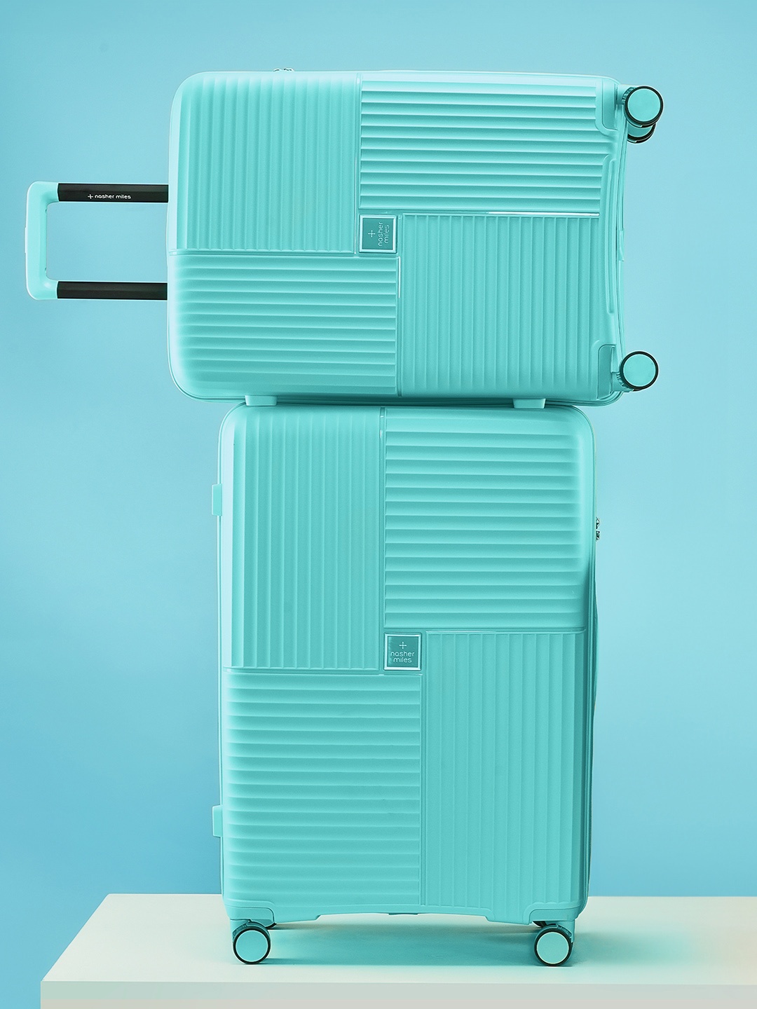 

Nasher Miles Singapore Hard-Side Polypropylene Set of 2 M/L LightBlue Trolley Bags 65-75cm, Blue