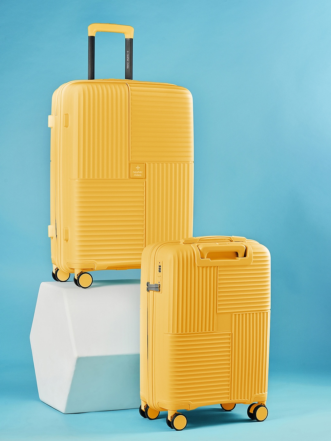 

Nasher Miles Set Of 2 Textured Hard-Sided Water Resistance Trolley Suitcases, Yellow