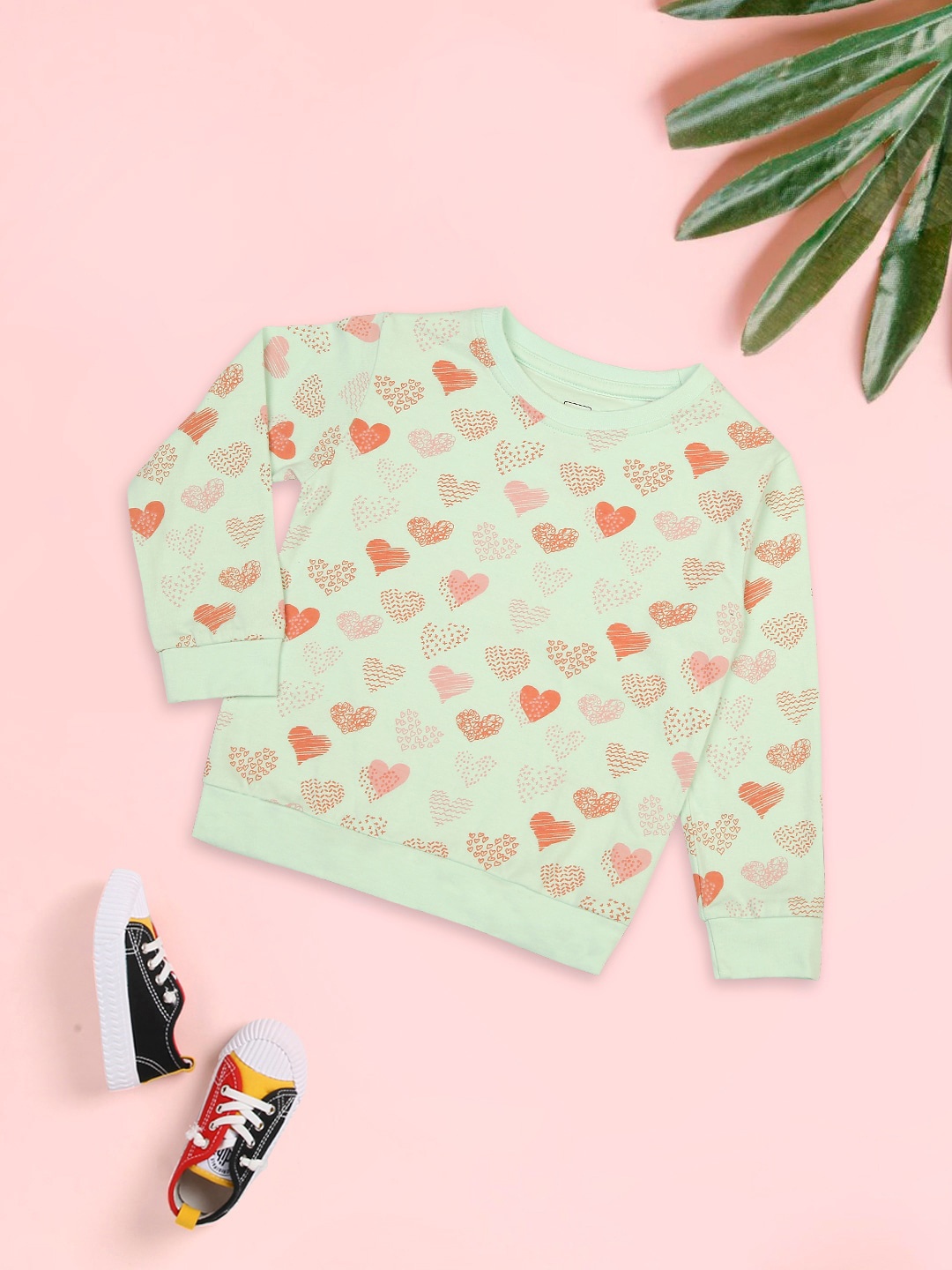 

MeeMee Girls Floral Printed Cotton T-shirt, Green