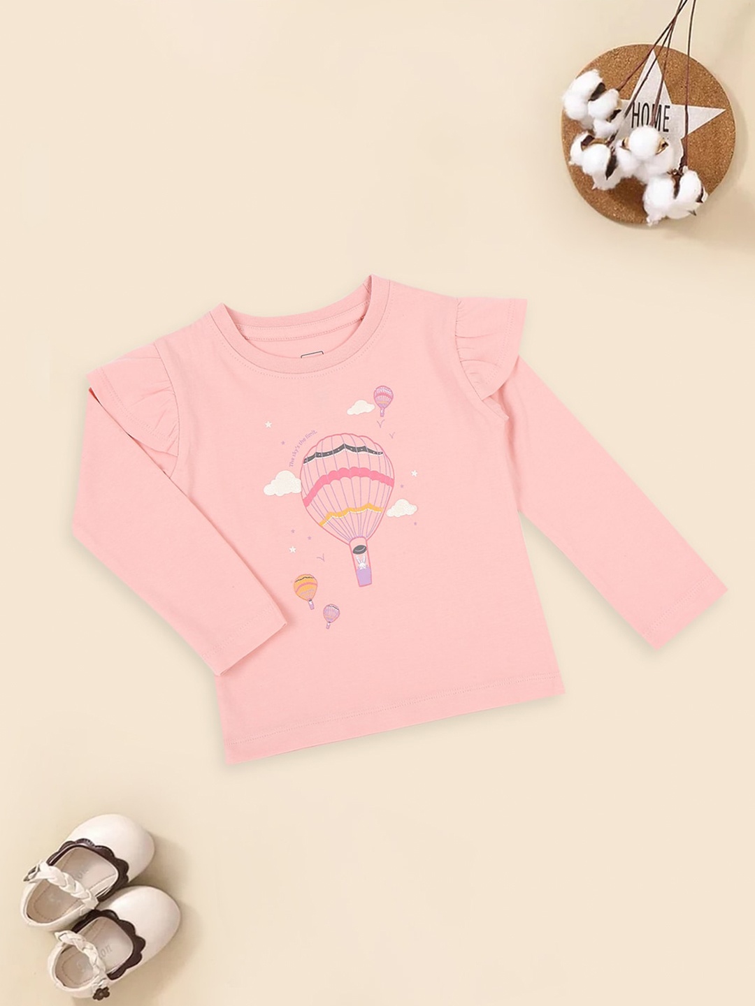 

MeeMee Girls Graphic Printed Cotton Top, Pink