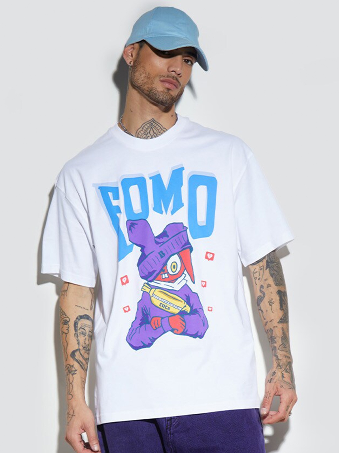 

Bonkers Corner Graphic Printed Oversized Cotton T-Shirt, White