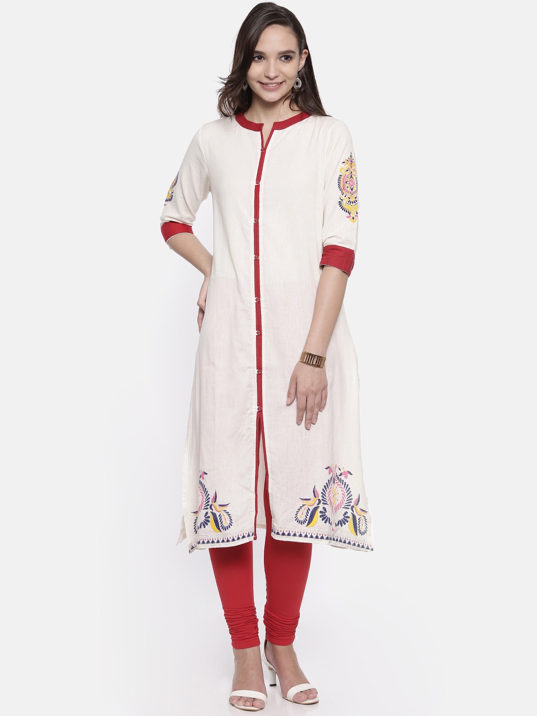 

Anahi Women Off-White Solid A-Line Kurta