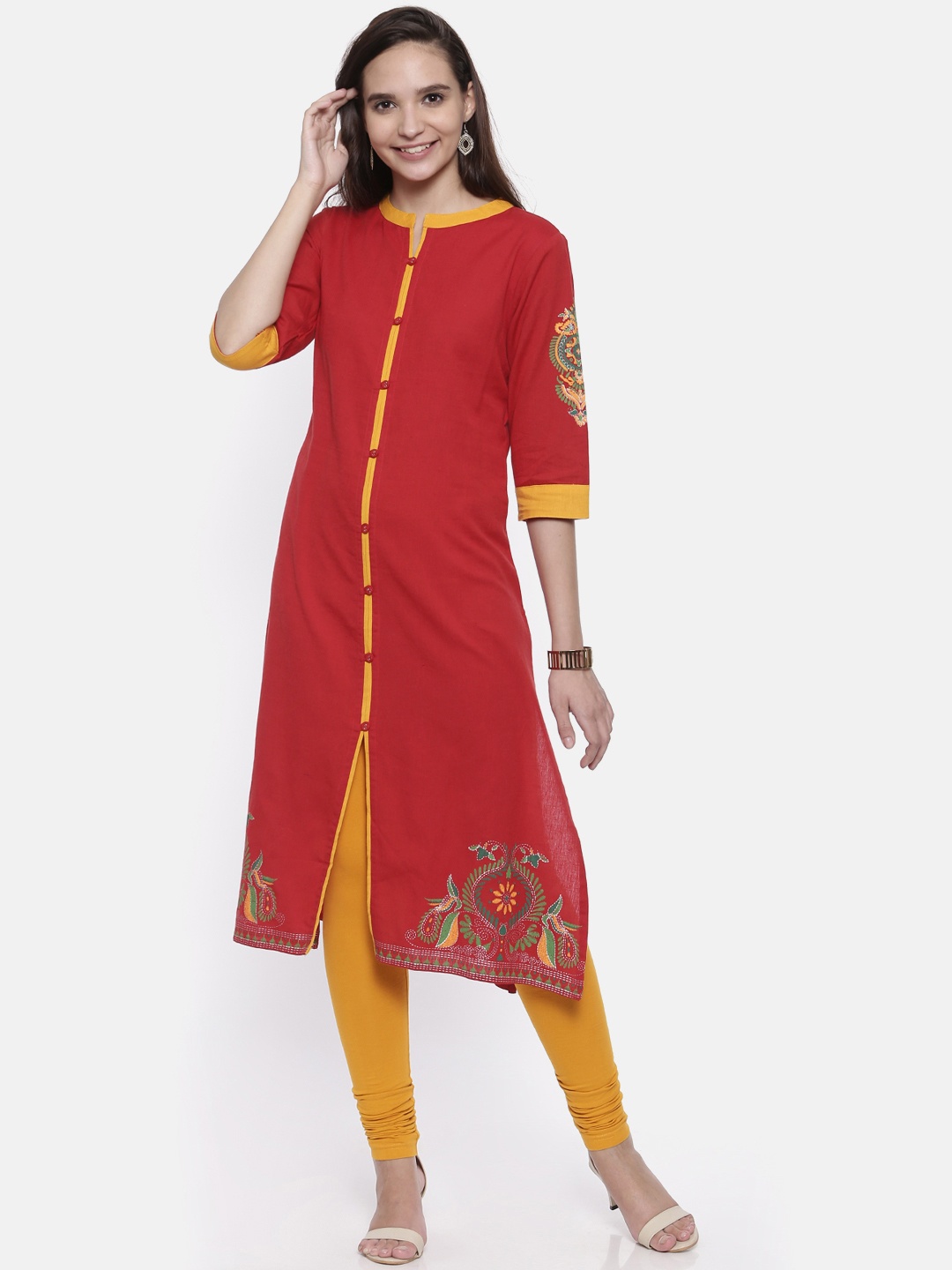 

Anahi Women Red Printed A-Line Kurta