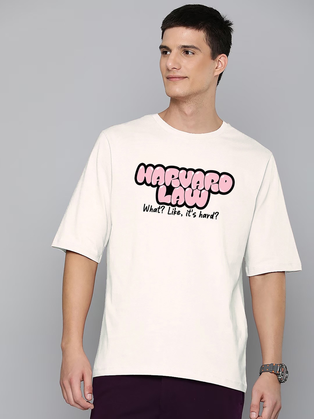 

Harvard Off White Typography Printed Cotton Oversized T-shirt