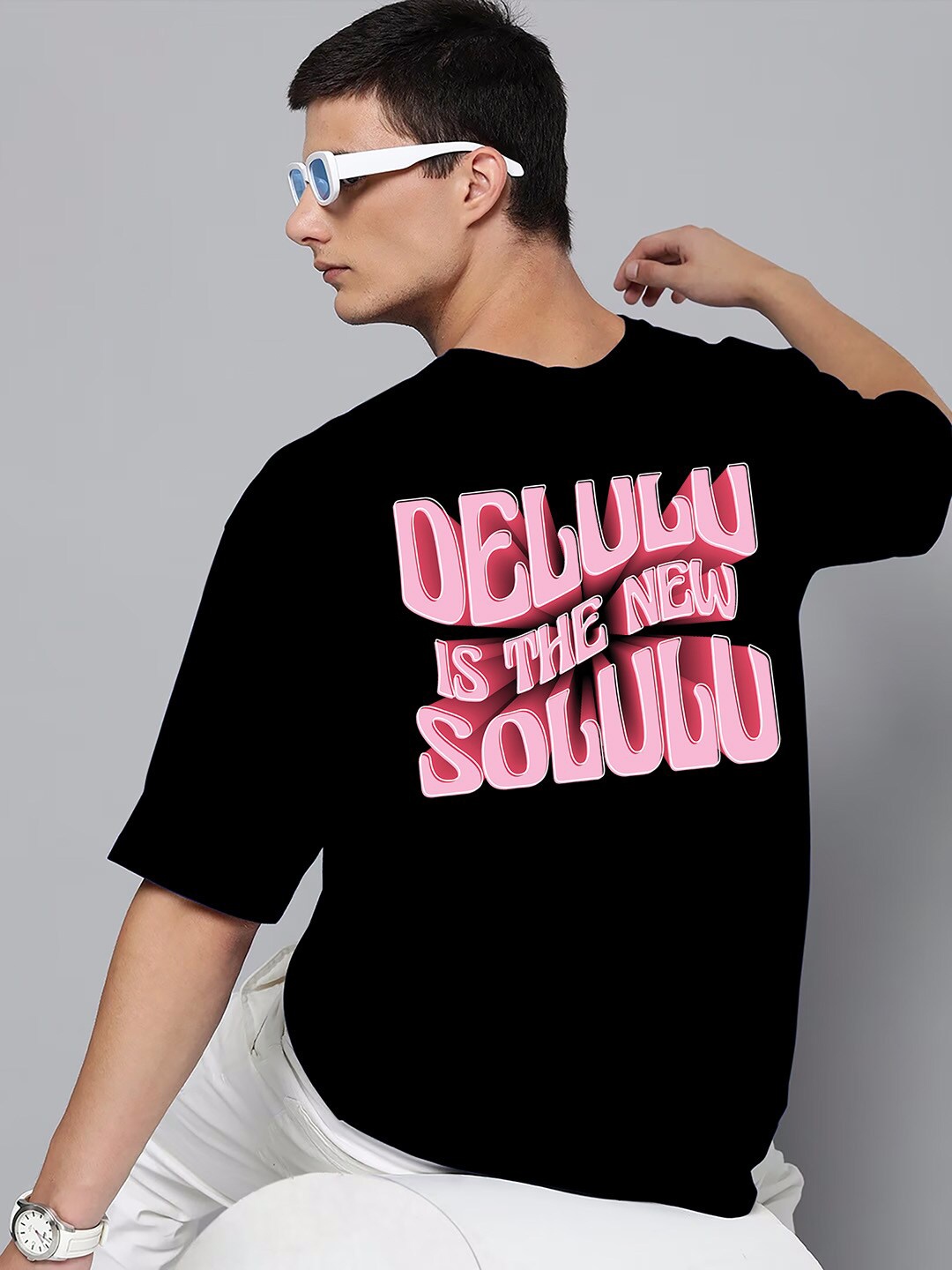 

Harvard Typography Printed Cotton Oversized T-shirt, Black