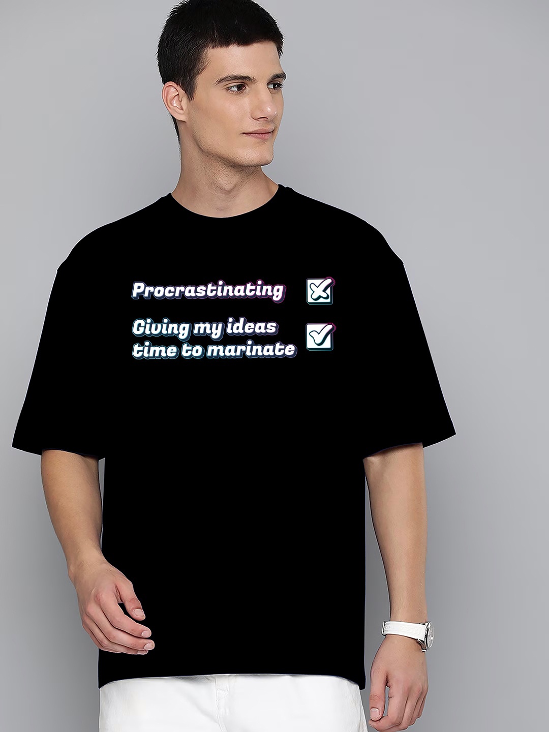 Harvard Black Typography Printed Cotton Oversized T-shirt