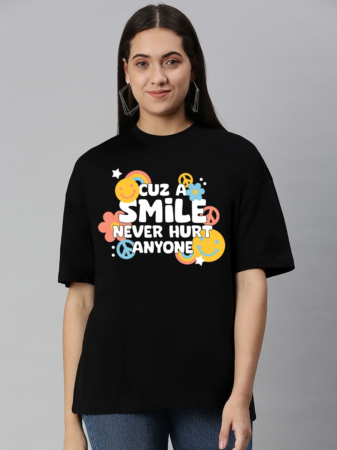 

Harvard Typography Printed Drop-Shoulder Sleeves Cotton Oversized T-shirt, Black