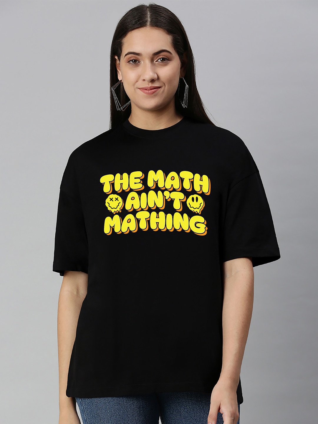 

Harvard Typography Printed Drop-Shoulder Sleeves Cotton Oversized T-shirt, Black